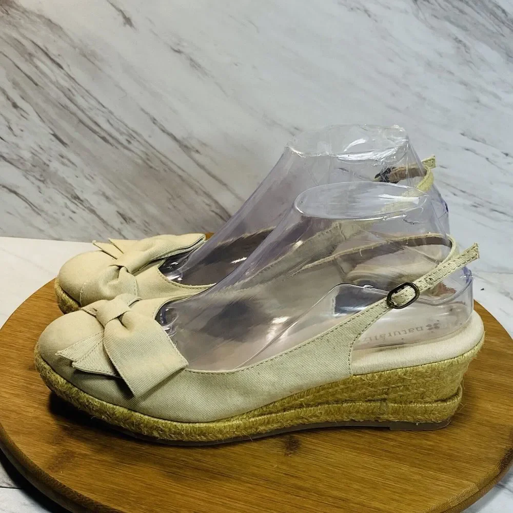 Naturalizer Bandene Natural color canvas slingback wedge 9M - Picture 1 of 7